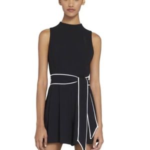 Alice + Olivia Harlan Mockneck Pleated Romper with Belt